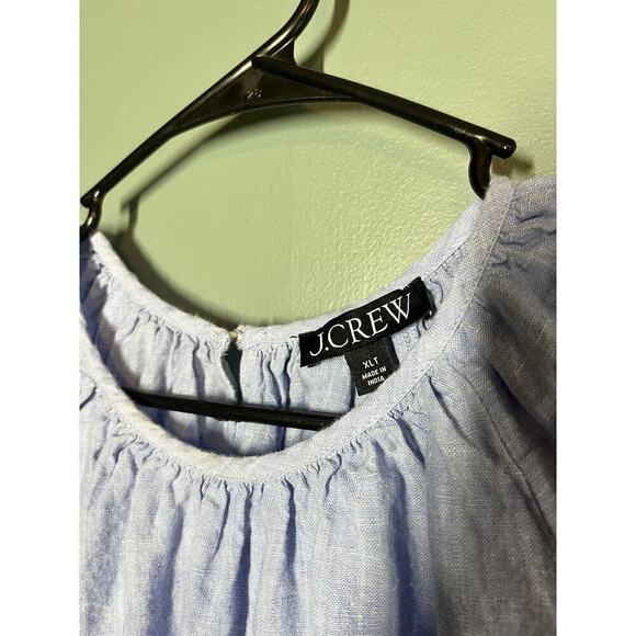 J. Crew Palermo Smocked Waisted Linen Mini Long Sleeve Dress Size XLT - Picture 4 of 8